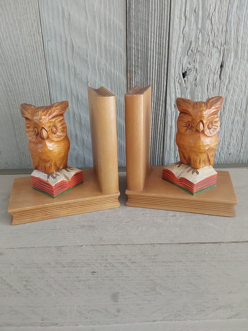 Vintage houten boekensteunen