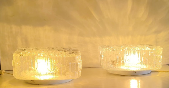 Plafonnier ou applique en verre moulé - design 70's, Transparent (photo 5 sur 10)