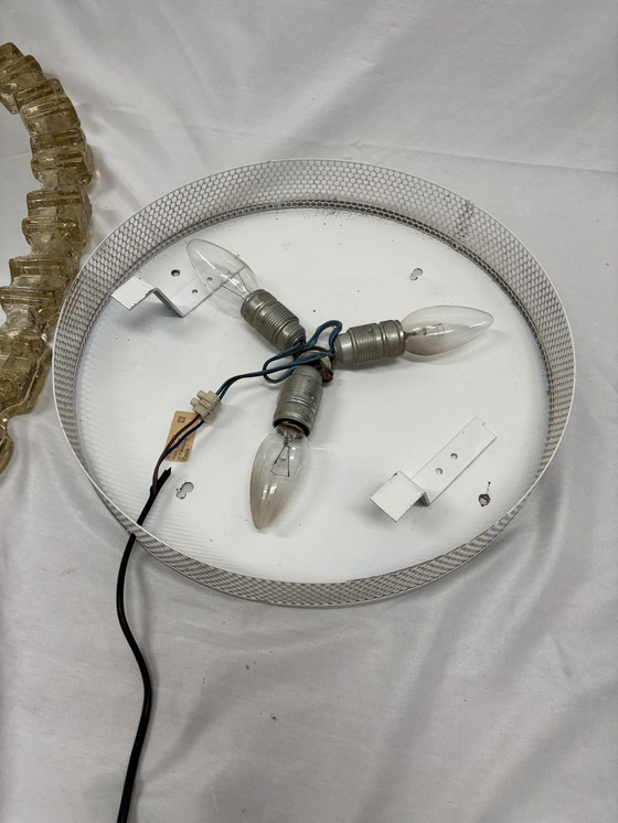 Image 1 of Specchio vintage illuminato in vetro ghiacciato di Honsel Leuchten 1970!