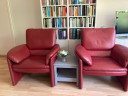 2 Leren Leolux Fauteuils (Bordeaux Rood)