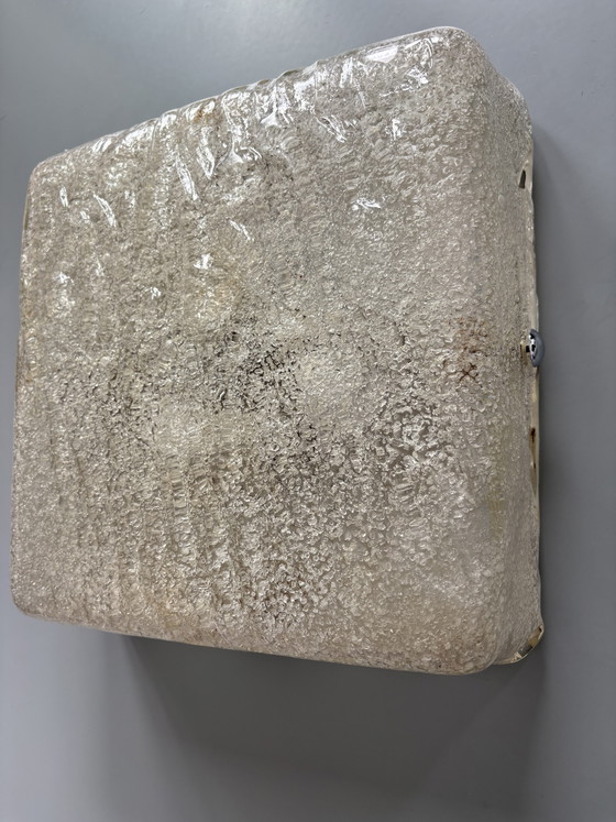 Image 1 of Grote vintage plafonniere van ijsglas