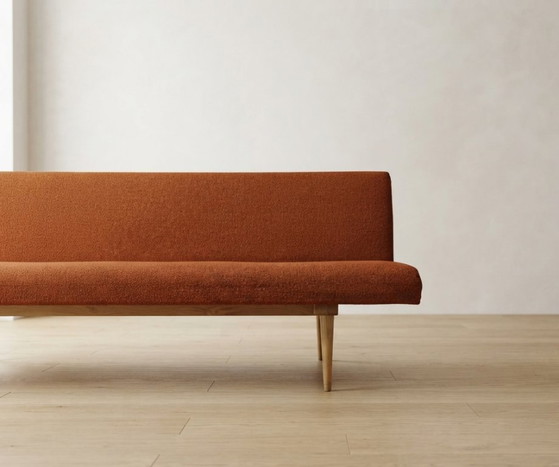 Opklapbaar dagbed uit het midden van de eeuw van Miroslav Navrátil, oranje bekleding, jaren 60, – Slaapbanken (photo 3 of 11)