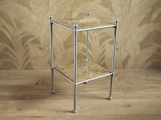 Table latérale en marbre et acier inoxydable