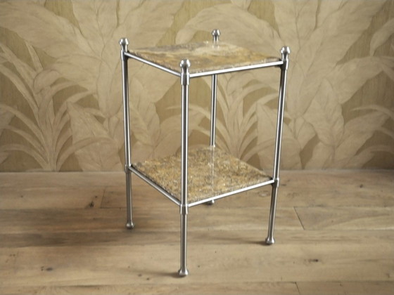 Image 1 of Tavolino in acciaio inossidabile di marmo