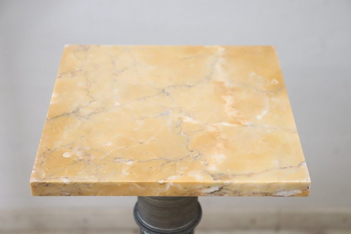 Antique Yellow and Green Marble Column, Italy Late 19th Century