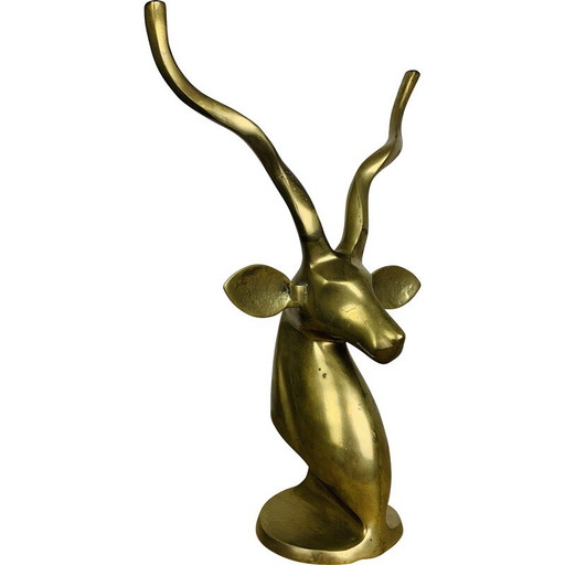 Vintage antelope head in brass