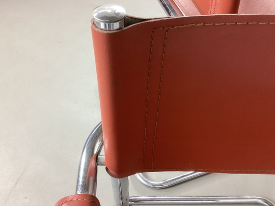 6 Vintage Mart Stam S34 Slede Design Stoelen Seventies – Eetkamerstoelen, polished steel, Leather (photo 10 of 11)