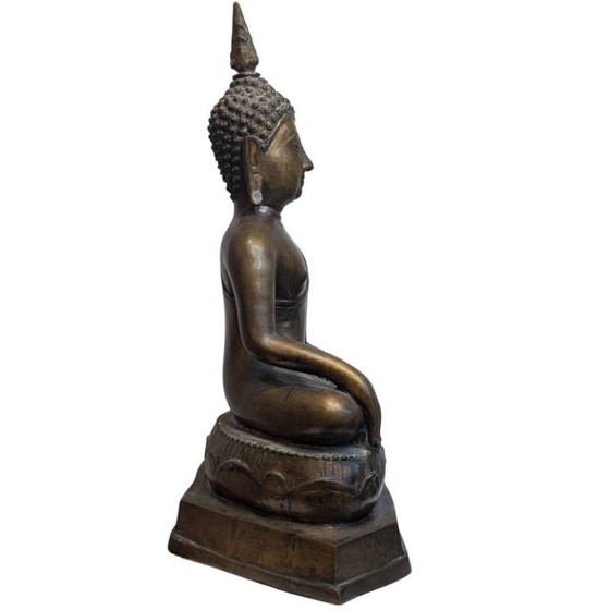 Large Antique Thai Bronze Buddha – 19th Century - 120 – Sculpture (photo 3 of 10)