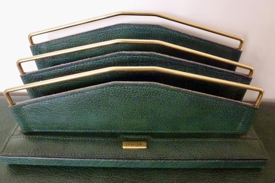 Image 1 of Set da ufficio/scrivania vintage in pelle da 4 pezzi.