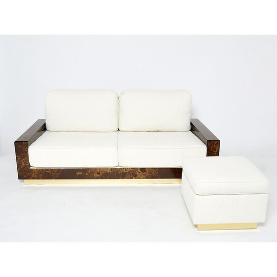 Image 1 of Vintage brass and woolen curly sofa by Jansen, 1970