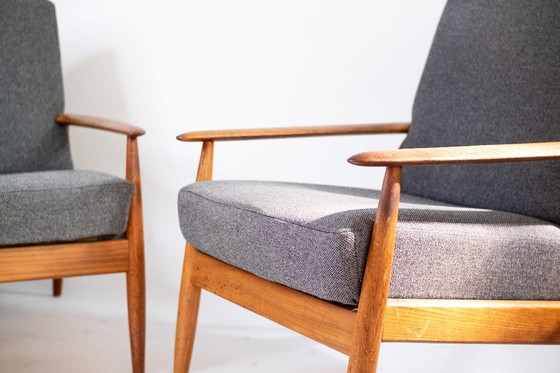 Image 1 of Mid-century easy chair with grey upholstery