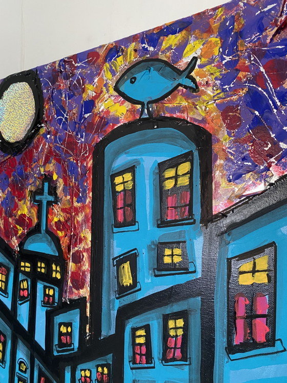 Painting „Stairs to Whom? Mixed Media 75x110cm Neo Expression – Paintings & Drawings, Canvas (photo 4 of 6)