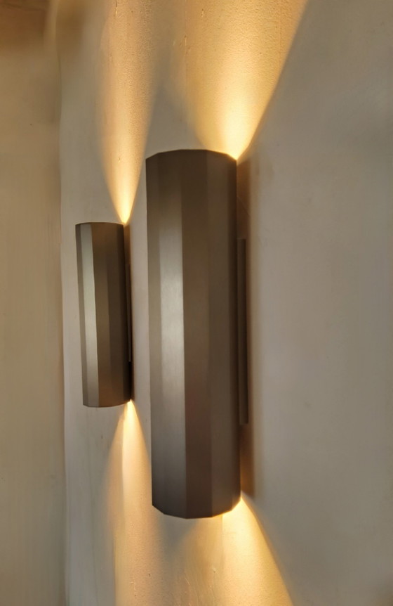 Image 1 of Apliques de pared facetados de níquel mate