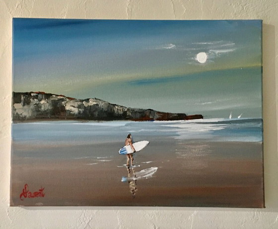 Philippe Laurent - Surf On The Beach - Artist's Painting – Paintings & Drawings, Canvas (photo 7 of 19)