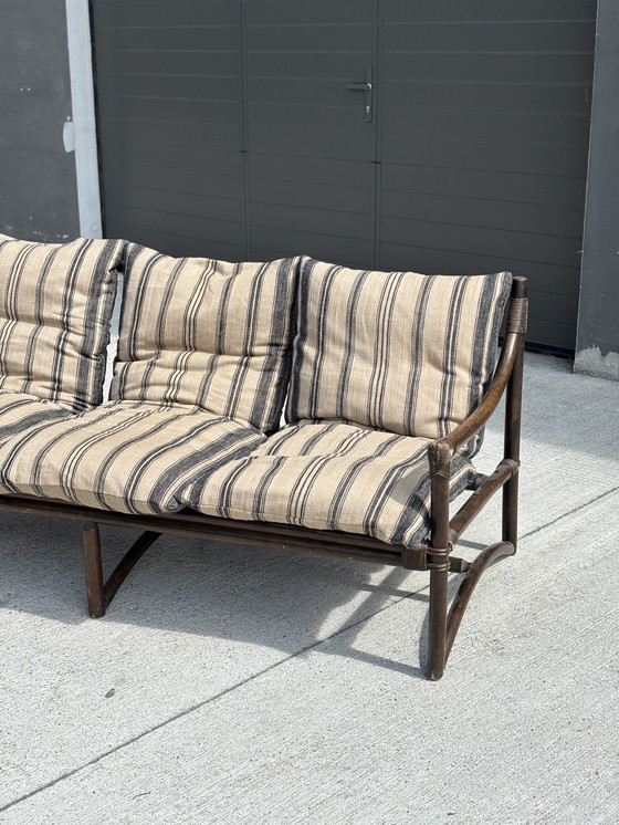 Image 1 of Vintage 3-seater bamboo sofa - new cushions - boho / safari style