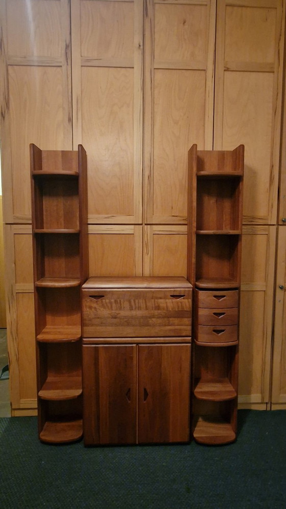 Vintage Poul Hundevad Teak Bookcase System & Secretary (1960s), Wood, Brown (photo 2 of 5)