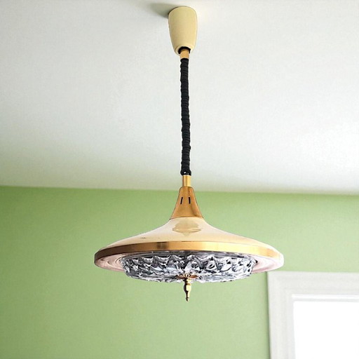 Mid Century Modern cream retractable dining room light
