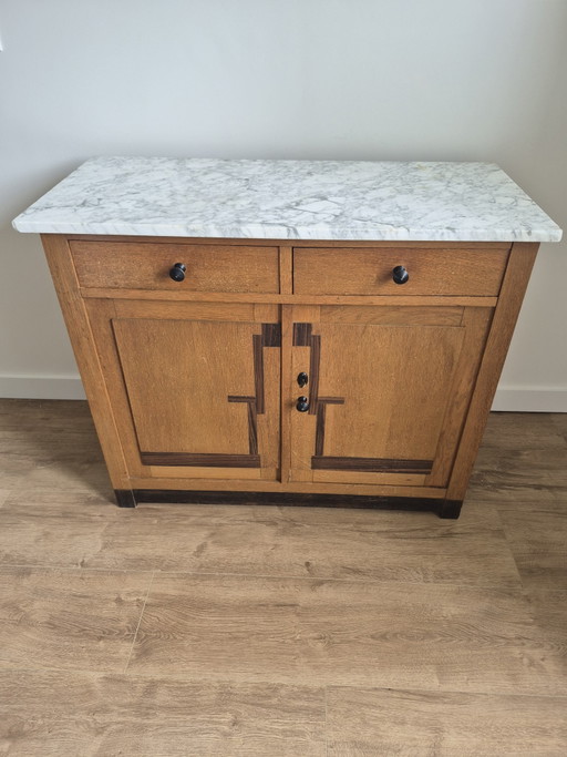 Art Deco cabinet with marble top - 1920s to 1930s