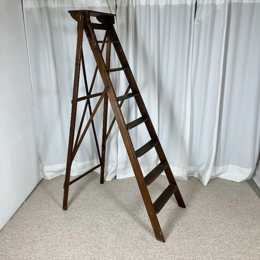 Große, patinierte Malerleiter aus Holz, 20. Jahrhundert. – decoratieve objecten, Wood