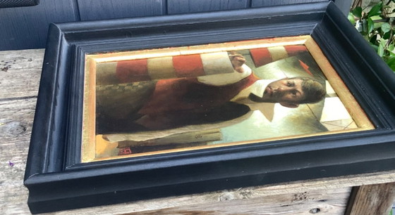Image 1 of Kevin Hendley - Le présentateur météo, peinture à l'huile originale