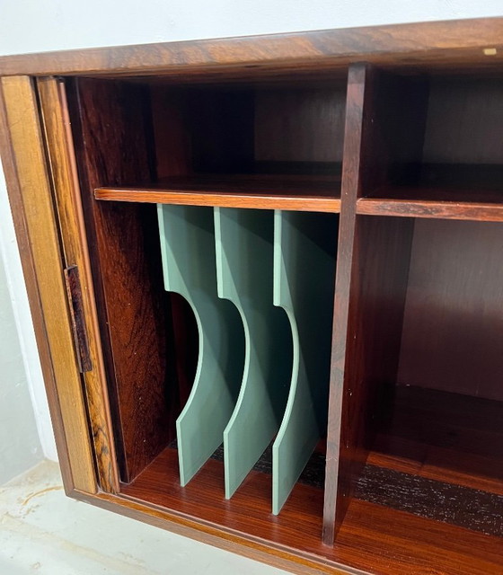 Image 1 of Rosewood Tambour Door Cabinet By Kai Kristiansen For Feldballes