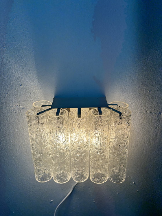 Image 1 of Vintage Doria Leuchten wall lamp ice glass tubes 1960s