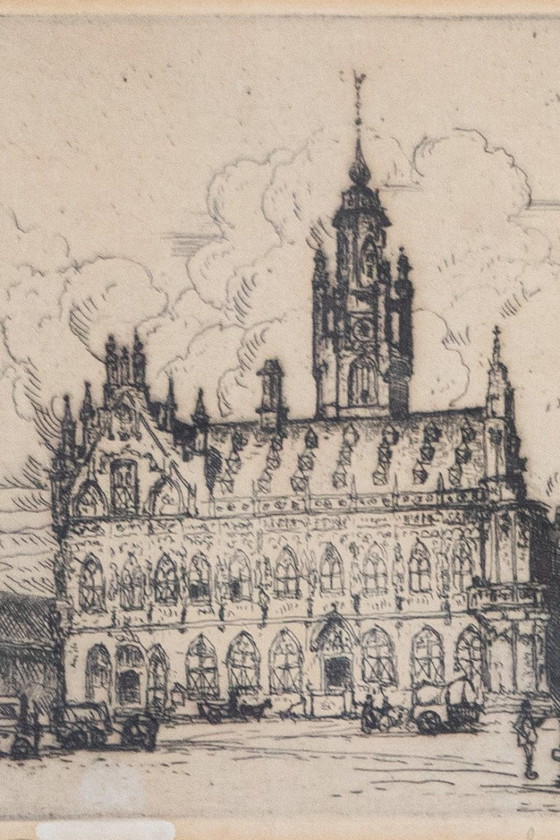 Image 1 of Jan Poortenaar – Historischer Rathausplatz – Radierung – signiert