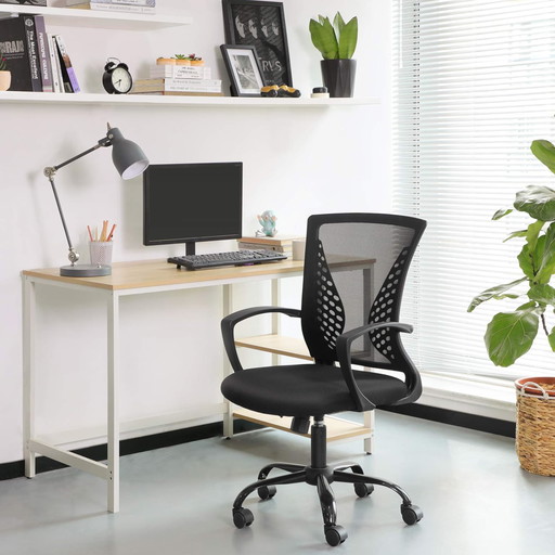 SONGMICS Fauteuil de Bureau, Chaise Ergonomique, draaibaar, in hoogte verstelbaar, verstelmechanisme, stoel en dossier in Toi