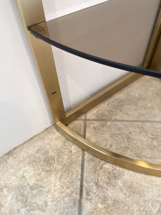 Vintage modulaire hoekwandkast uit de jaren 70 met glazen en gouden metalen frame. – Boekenkasten, Glass (photo 6 of 20)