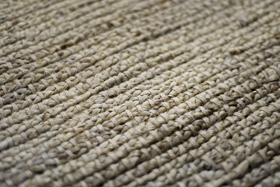 Image 1 of Vintage Indiaas natuurlijk bruin platgeweven jute tapijt, jaren 70