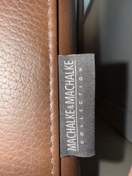 2 sofás Machalke & Machalke, marrón chocolate, cuero genuino