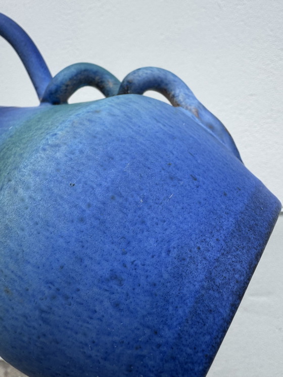 Image 1 of Vaso in ceramica vintage con sfumatura blu