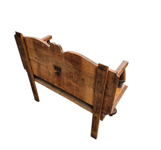 Banc de couloir ancien en chêne néerlandais / années 1920 (photo 6 of 12)