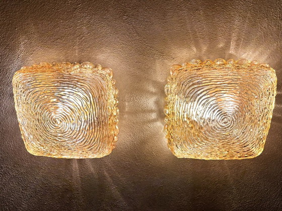 Image 1 of Vintage amber glas muurlampen
