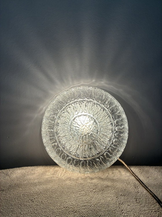 Pair of Peill & Putzler ice glass flush mount lights, 1960s, Ceiling lights, Transparent (photo 2 of 8)