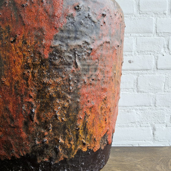 Image 1 of XXL West Germany Floor Vase Carstens Tonnieshof Fat Lava / West Germany Ceramic Vase Extra Large