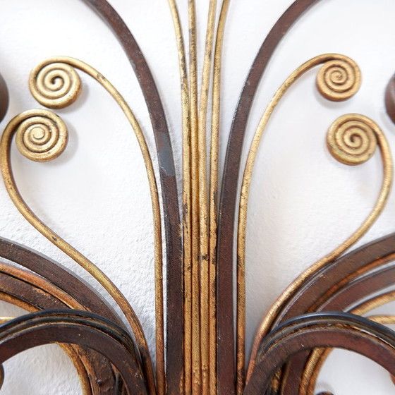 Image 1 of Aplique de hierro forjado y cristal, estilo Maison Baguès