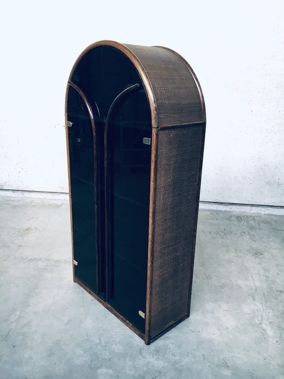 Image 1 of 1970er Design Rattan Bambus Highboard Vitrine