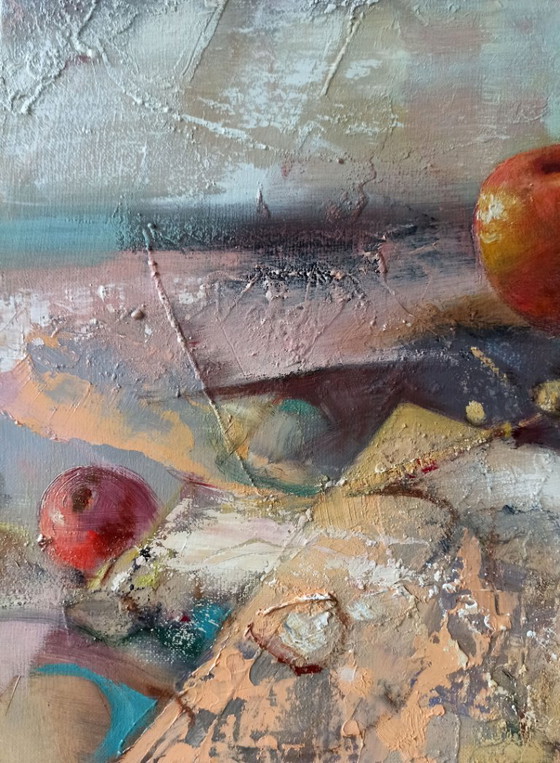 Original Oil Painting Abstract Expressionism Still Life Apples – Paintings & Drawings, Canvas (photo 7 of 10)