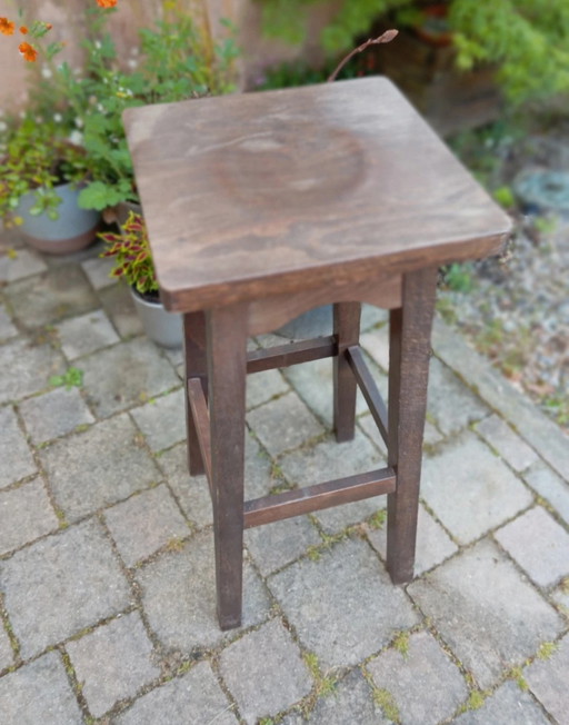 High stool, solid wood, vintage Brutalist style, 1950