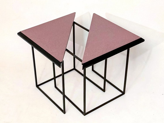 Tavolino laterale postmoderno "a tavolo diviso" – Tavolini, Metal, Vintage (photo 6 of 12)