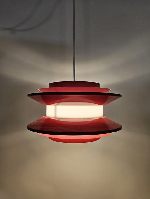 Rare red pendant lamp by Carl Thore Danish design