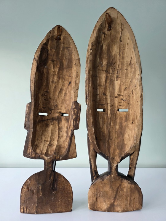 Image 1 of Große afrikanische Masken 58 cm | 2er-Set im Boho-Stil