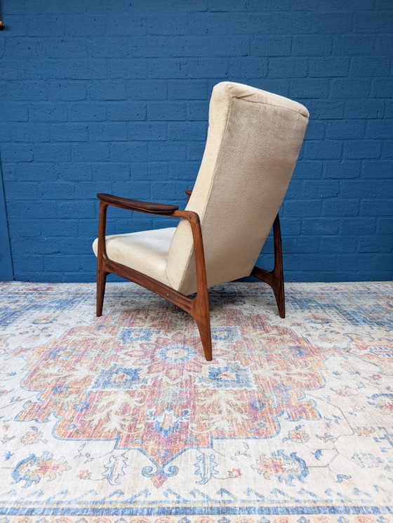 Fauteuil des années 60, Bois, Textile, Crème, Mid Century Modern (photo 3 sur 11)