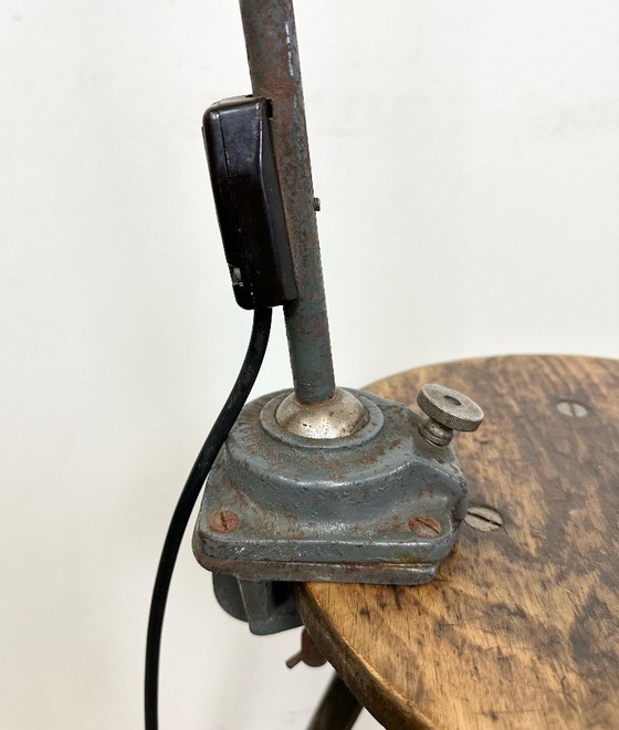 Image 1 of Large Grey Industrial Workshop Table Lamp, 1960s