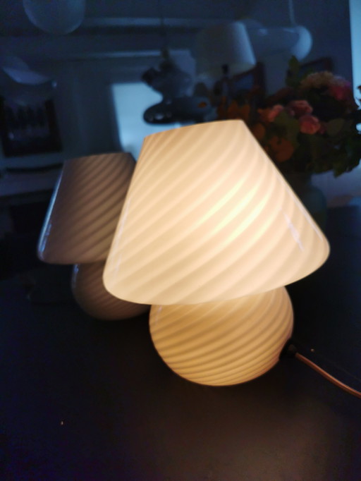 RARE pair of large pink Murano Swirl lamps