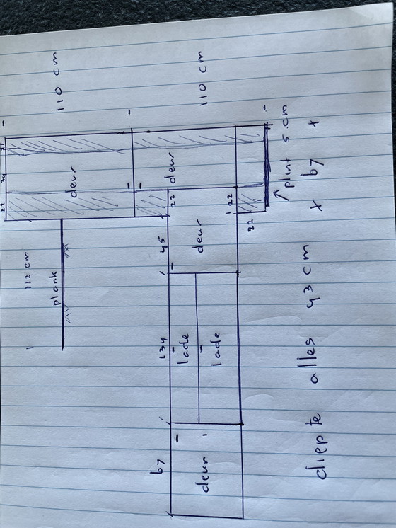 Image 1 of Armoire murale Interstar composée de 3 éléments bas (2 armoires et 1 tiroir large) et de 2 armoires hautes