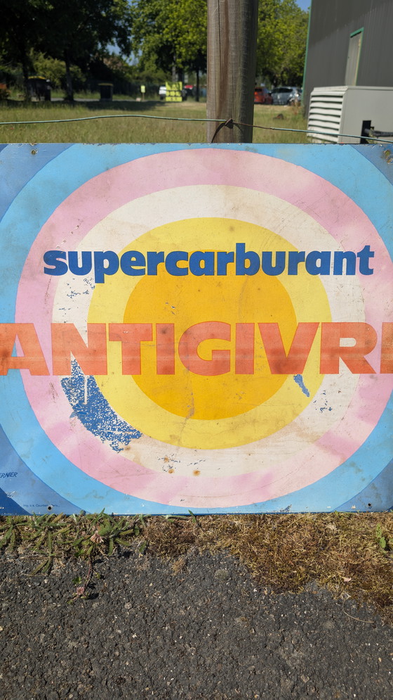 Image 1 of Ipac Vernier enamelled plate with "Supercarburant Antigivre" paper visual