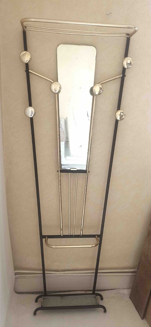 Coat rack with mirror 50s Height 177.3 cm