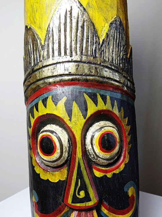 Image 1 of Grand masque Balinais en bois sculpté et peint à la main, Indonésie, années 1970